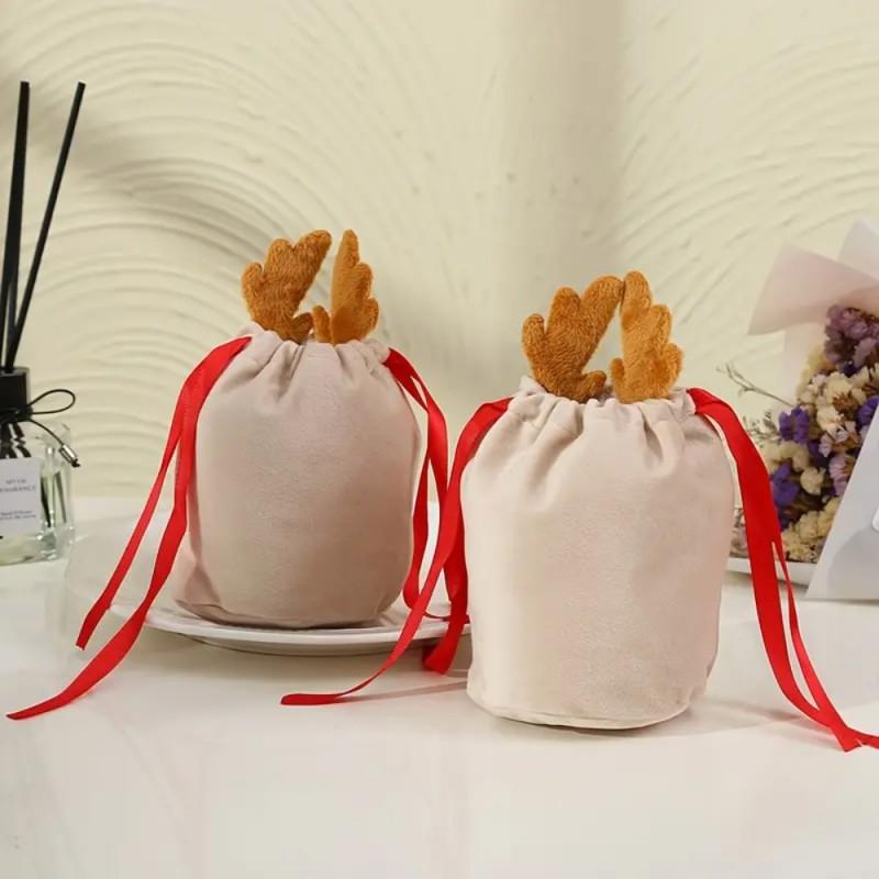 10piece Christmas Candy Bags Novel Velvet Draw String For Multipurpose Easy Lacing Bags Velvet Draw
