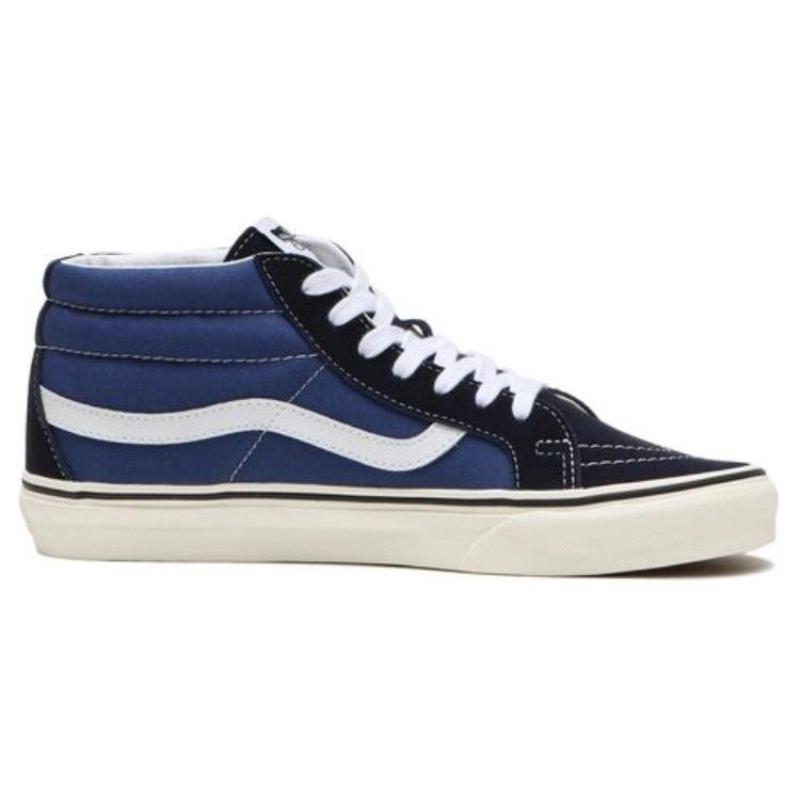 Vans SK8 MID REISSUE Canvas Fashion Comfort Wear Resistant Mid Top Skate Shoes Unisex Denim Blue VN0A391F5TU