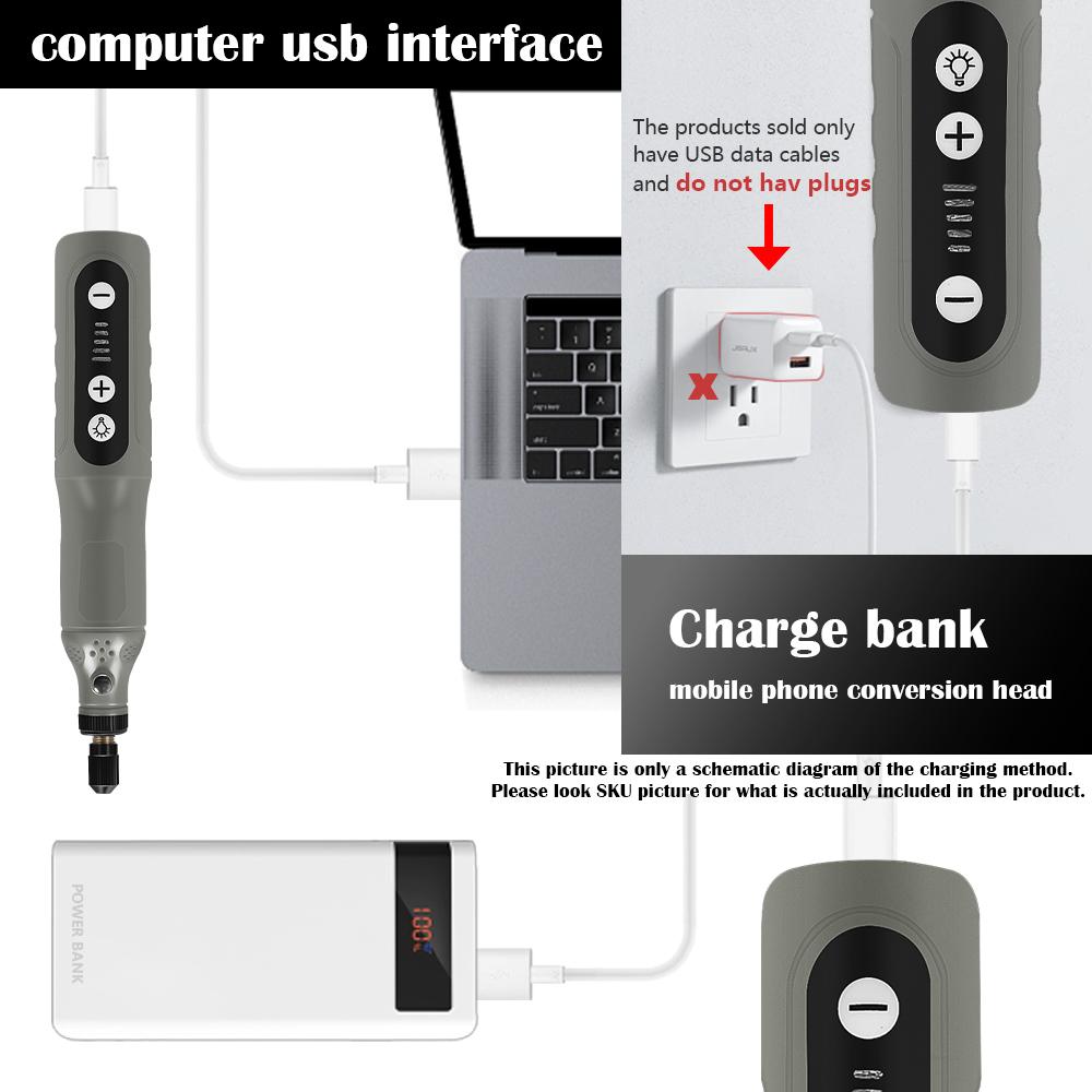 Gray and Orange Portable Multi-function Power Tool Can Be USB Charging, Adjustable Speed Suitable for Engraving and Grinding