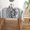 Modern Black & White Geometric Tablecloth,Abstract Lace & Leaf Print with Scalloped Edge, Stain Resistant for Dining Room & Chic