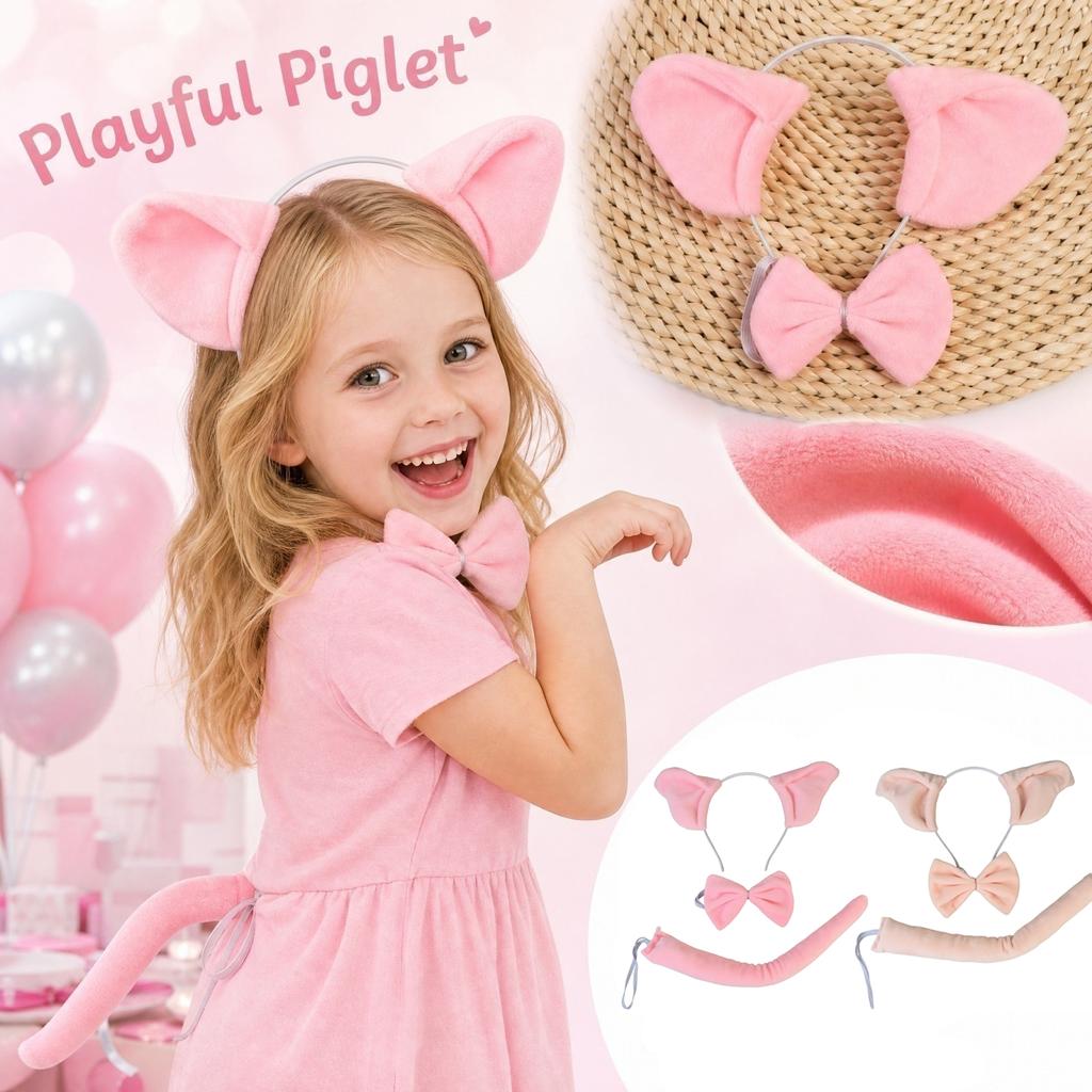 Ears Headband Tie Tail 3-Piece Party Costume Accessories Set