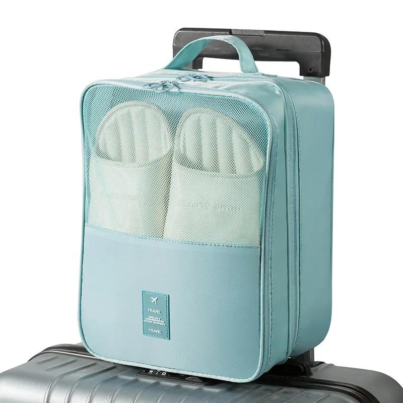 

1pc Portable Travel Shoe Bag! Multi-Functional Organizer for Shoes & Underwear – Durable Polyester with Mesh Pocket синий