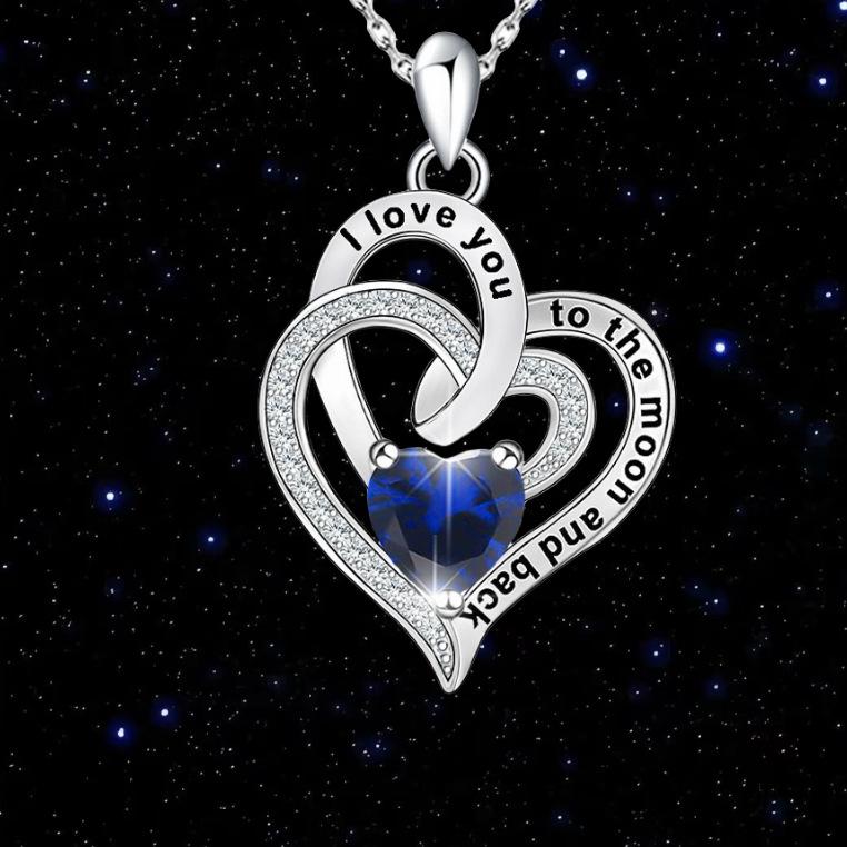 

Eternal Heart Fashion Style Twelve Birthstone Pendant Necklace синій/платиновий