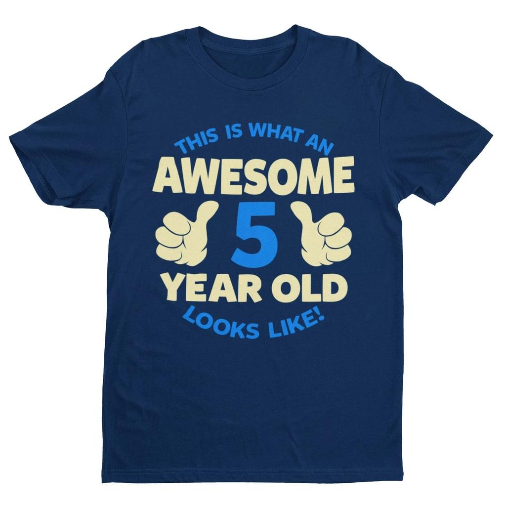 Boys 5th Birthday T Shirt This Is What An Awesome 5 Year Old Looks Like Gift