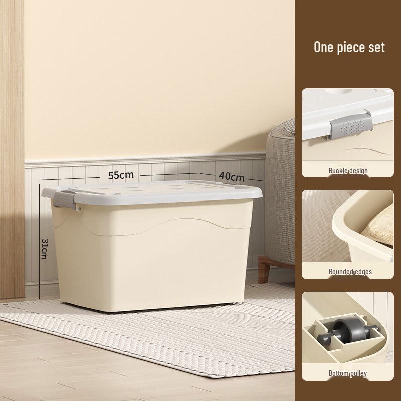 Extra Large Cream Storage Box for Books, Clothes, Quilts - Household Organization
