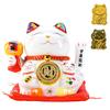 Nullie Electric Figurine with Movable Made of Battery Good Luck Charm for Includes 2 Metal Maneki-neko (beckoning Cat) Arms, Ceramic, Operated,