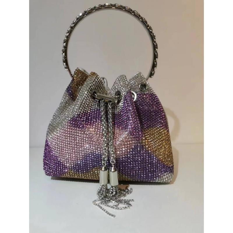2026 Womens Crystal-Embellished Crossbody Bag Fringe Detail Small Square Shoulder No Top Handle