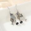 Creative Hand Carved Birds Shaped Dangle Earrings for Women Vintage Exquisite Silvery Plated Pendant Jewelry Accessories