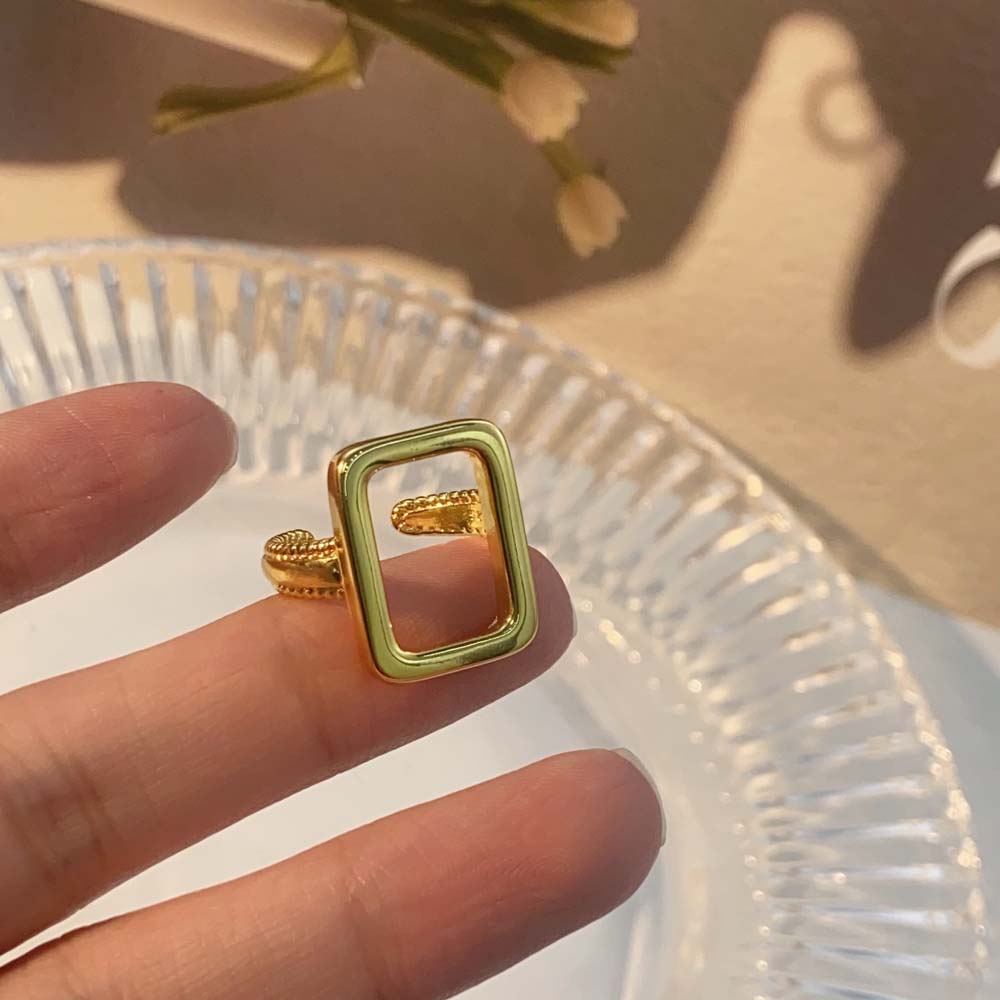 Korean Style Hollow Square Ring Open Adjustable Pop Finger Buckle Vintage Y2K Open Ring Girls