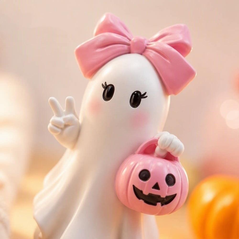 Pumpkin Witch Hat Bow Halloween Ornaments Cute Tabletop Decoration Resin Ghost Statue  Halloween