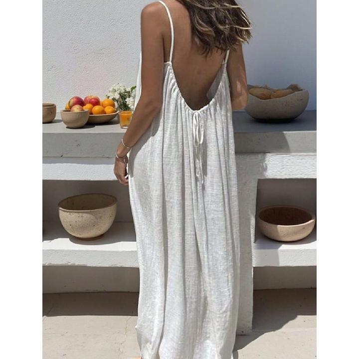 2026 New Women's Strap Dress with Open Back, Loose-fitting Home Wear Dress