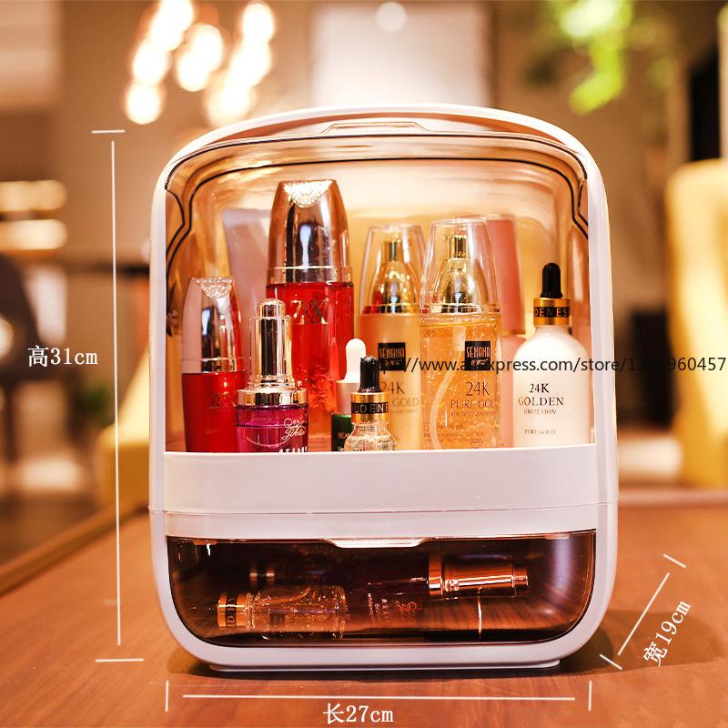 Minimalist Viral Cosmetic Storage Box Large Capacity Dustproof Organizer for Lipstick Skincare Desktop Vanity Use