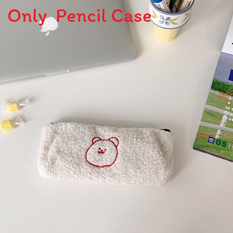 Cherry Plush Pen Case With Large Capacity For Students And Travel Storage