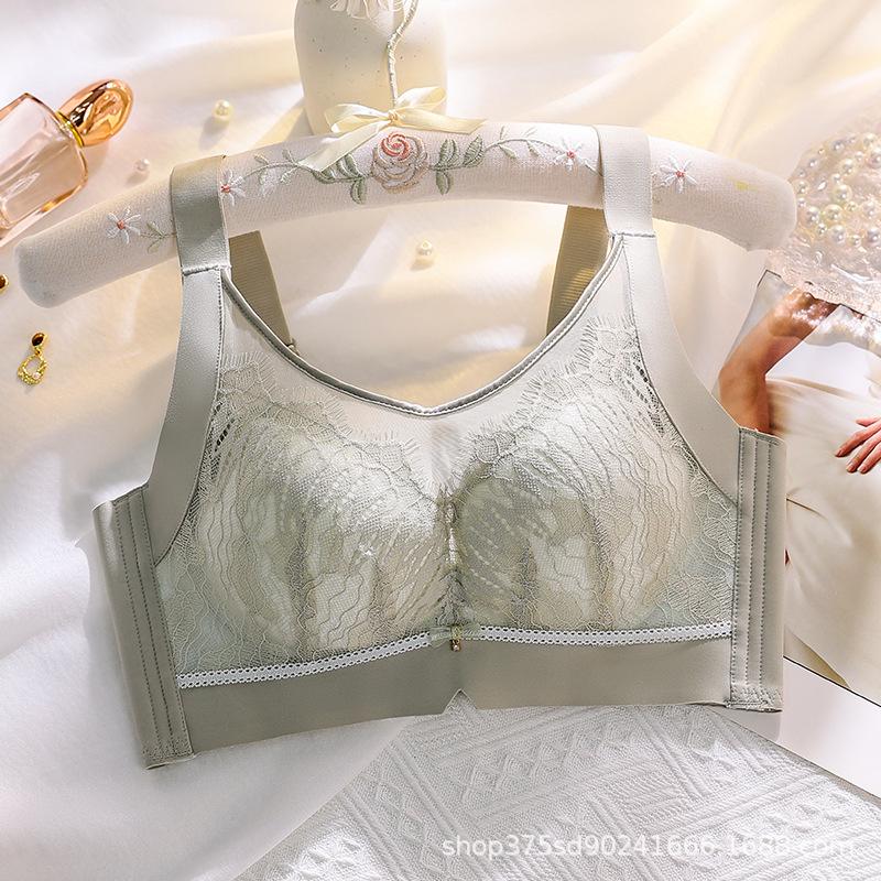 Lace Bandeau Breathable Thin Adjustable Large Cup Bra CD