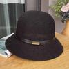 Cotton and linen knitted belt buckle decorative dome hat spring and summer elegant bucket hat ladies sunscreen sunshade basin hat