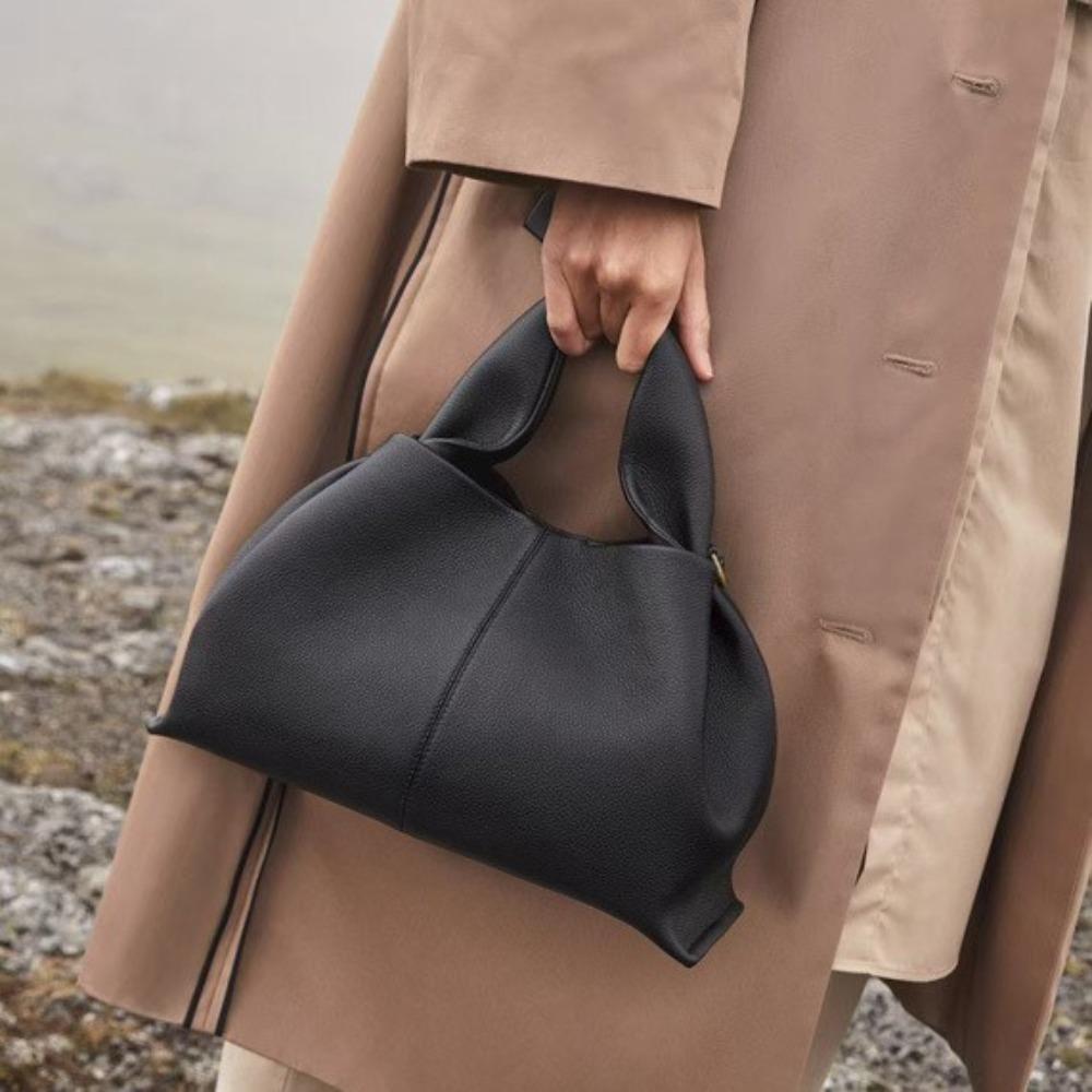 POL Cloud Bag 2025 New French Ladies Dumpling Bag Black Retro Fashion Shoulder Bag Underarm Bag