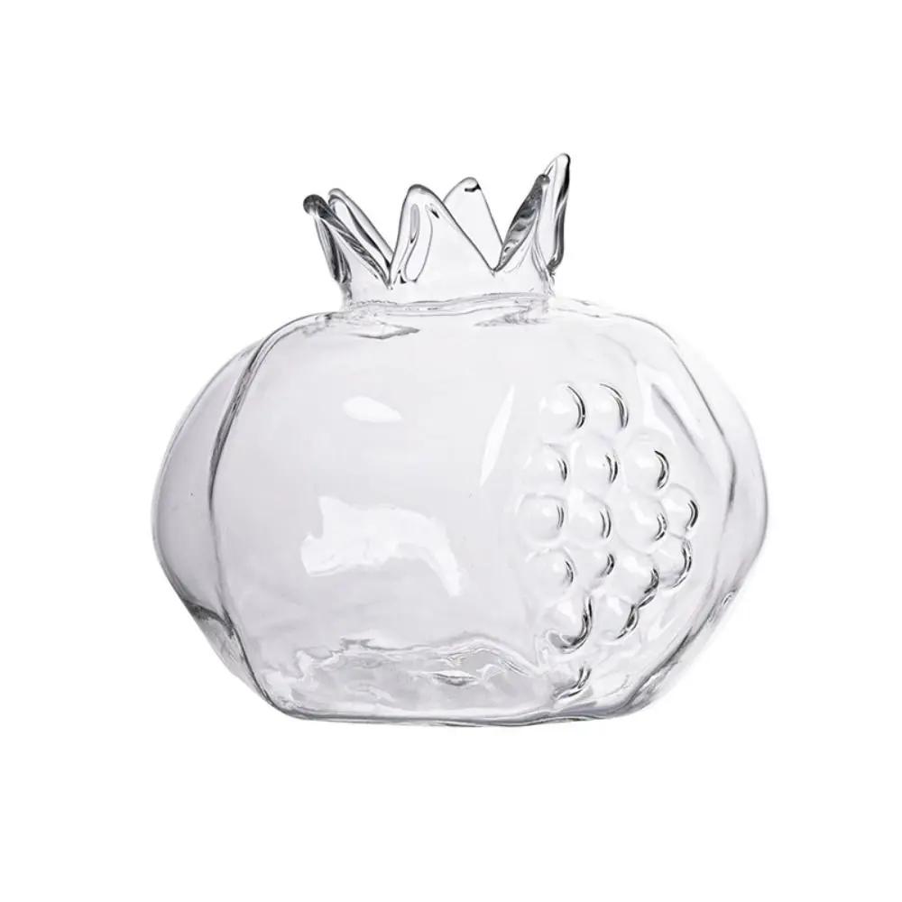 Mini Red Pomegranate Glass Vase Transparent Glass Hydroponic Flower Vase Pomegranate Handmade Fruit Vase Office