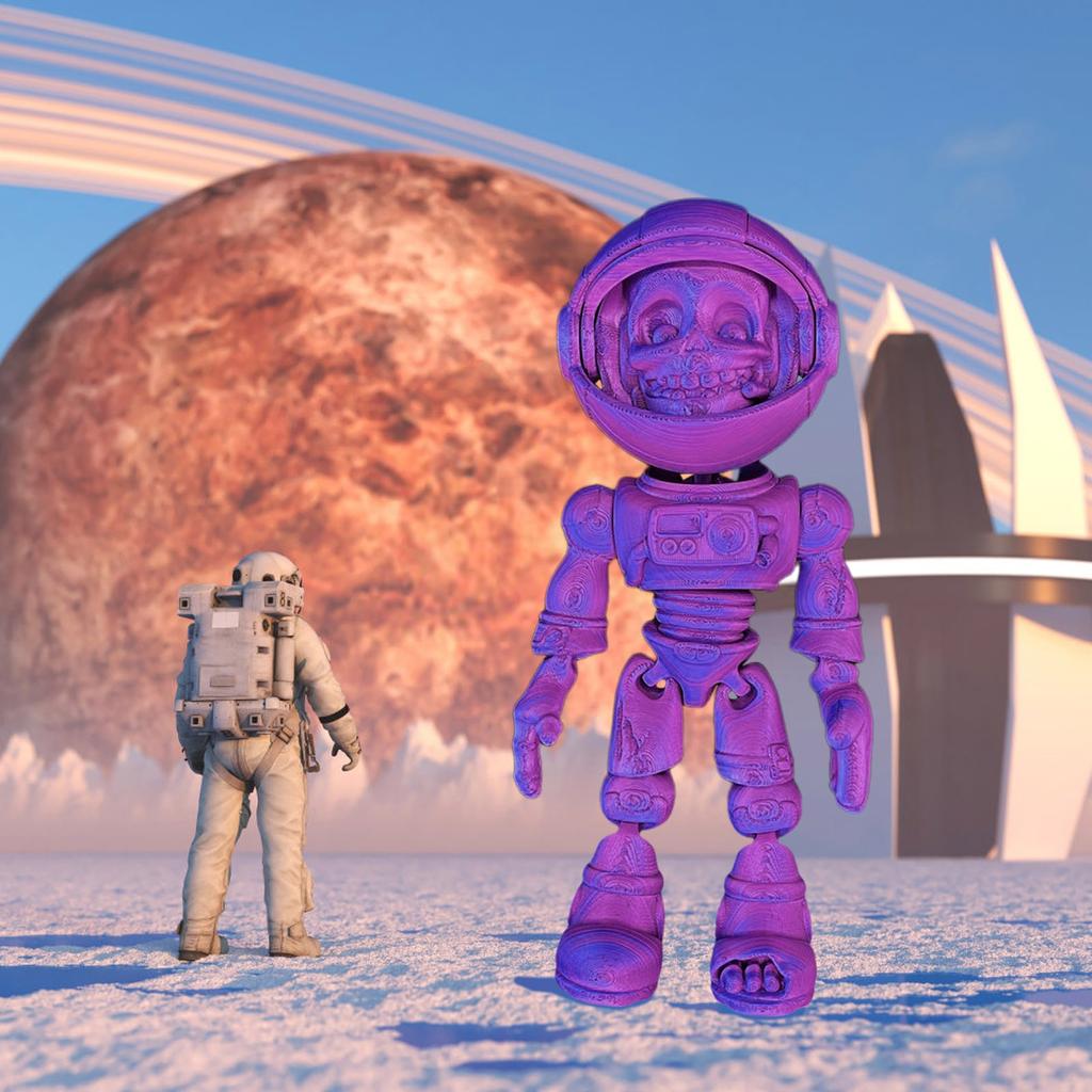 3D-gedrucktes Astronautenskelett, bewegliche Spielzeugfigur, Tris Color