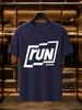 2026 New Arrival 100 Cotton Tshirt Run Irregular Frame Letter With Just4fun Small Text Print Crew Neck Unisex Sports Loose Casual