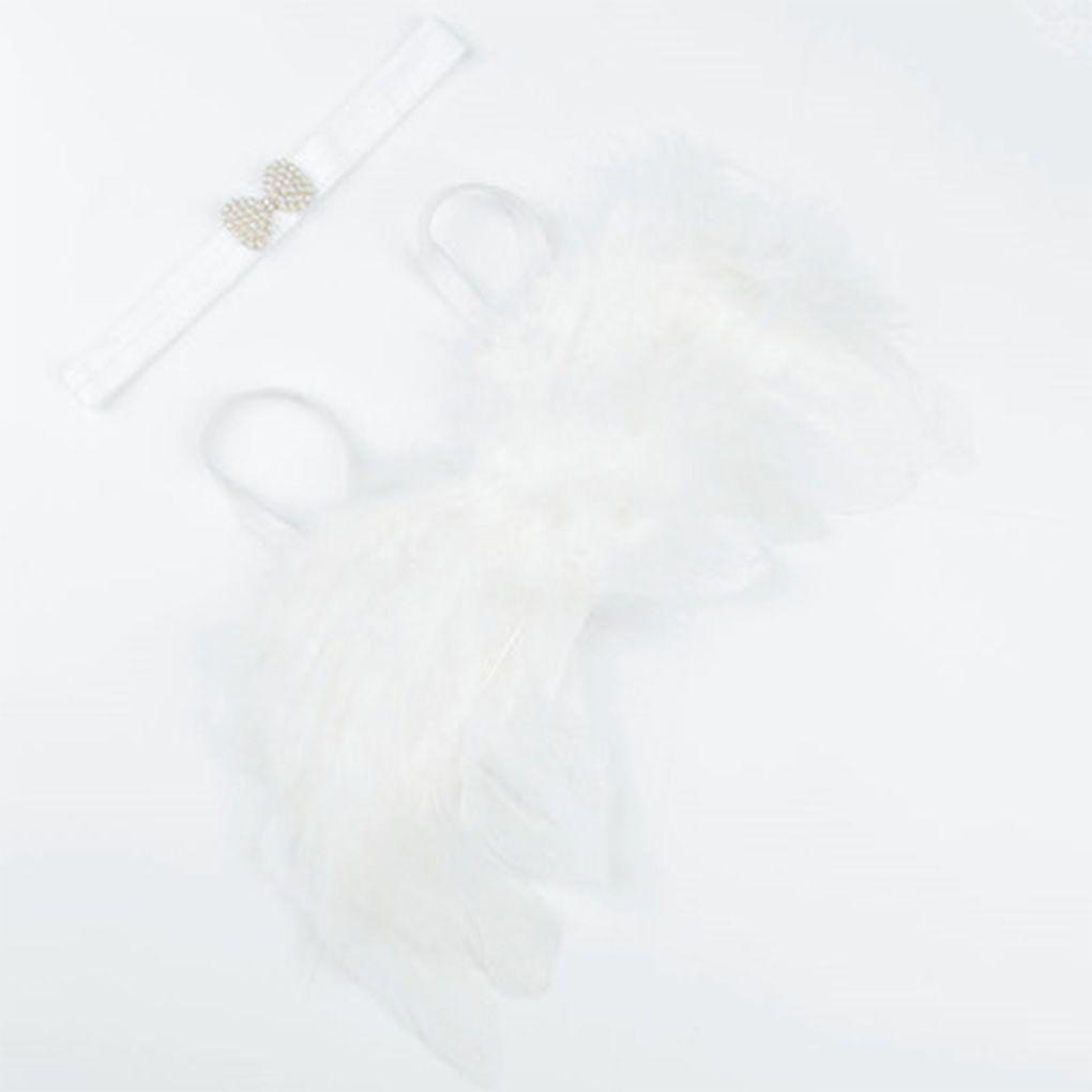 Baby Newborn Angle Wing And Small Bow Headband Photograph Prop Pearl Bow Headband Photograph Prop Suit Infant Clothes Suit