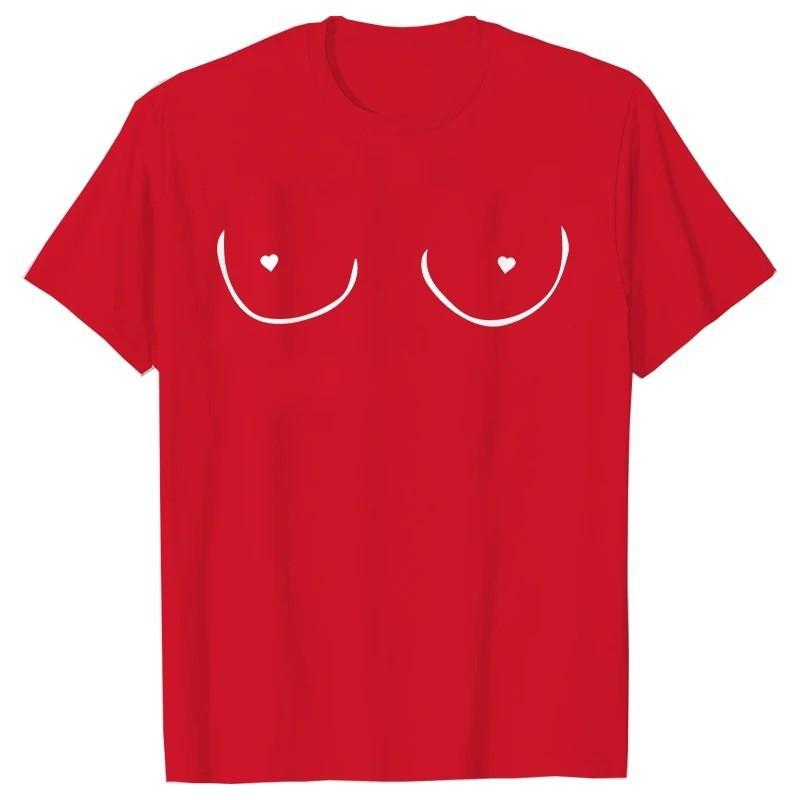 Boobie Nipple Piercing Tshirt Trendy Unisex Feminism Graphic Tshirt Aesthetic Female Breast Cancer Awareness Top Tee Shirt Tops
