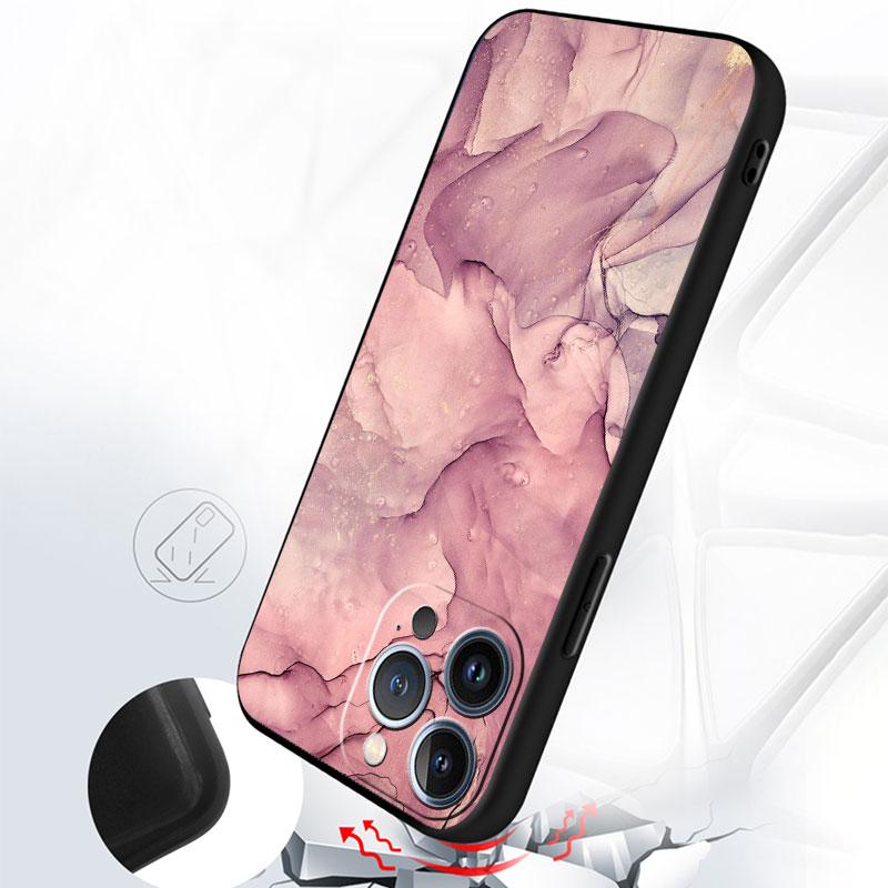 Case For Apple iPhone 11 13 12 14 Pro 7 Plus XR X XS Max 6 6S 13Pro SE 2022 Black Silicone Phone Funda Marble Pattern
