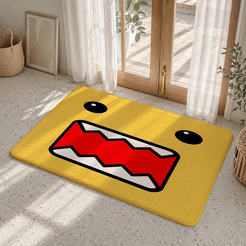 D-Domo Kun Face Floor Mat Flannel Rug Non Slip Absorbent Soft Washable For Entryway Hallway Bathroom Kitchen Decor