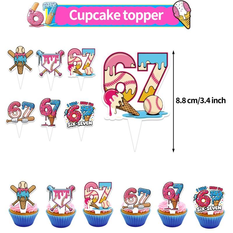 

Playful 67 Six Seven Party Decorations Paper 67 Themed Banner Balloon Cake Topper Birthday Tableware Kids Party Supplies
