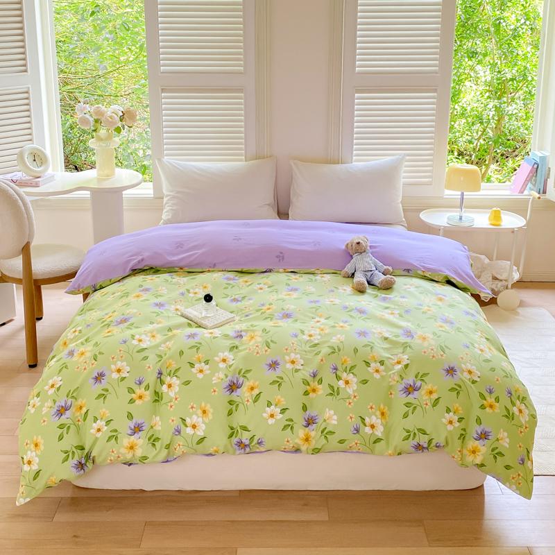 Fresh White Flowers 100% Cotton Duvet Cover Botanical Floral Pattern Quilt Cover with Zipper Queen King Bedding for All Season