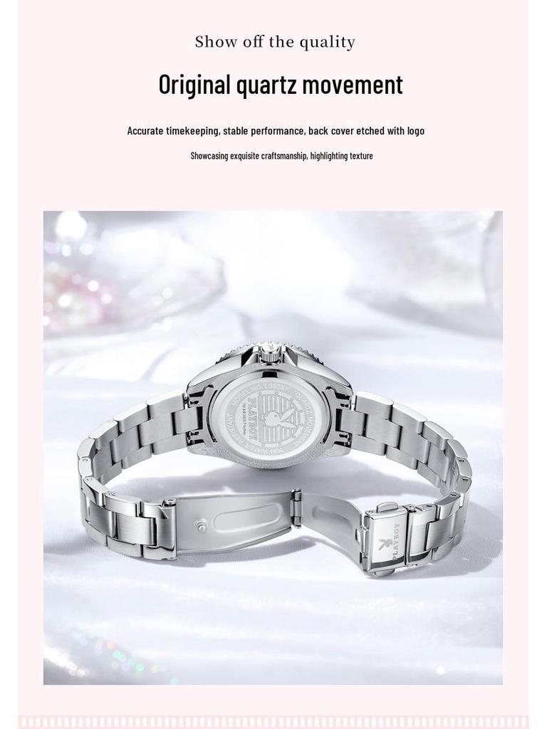 Playboy Women's Luxury Waterproof Starry Sky Quartz Watch with Diamond Accents.