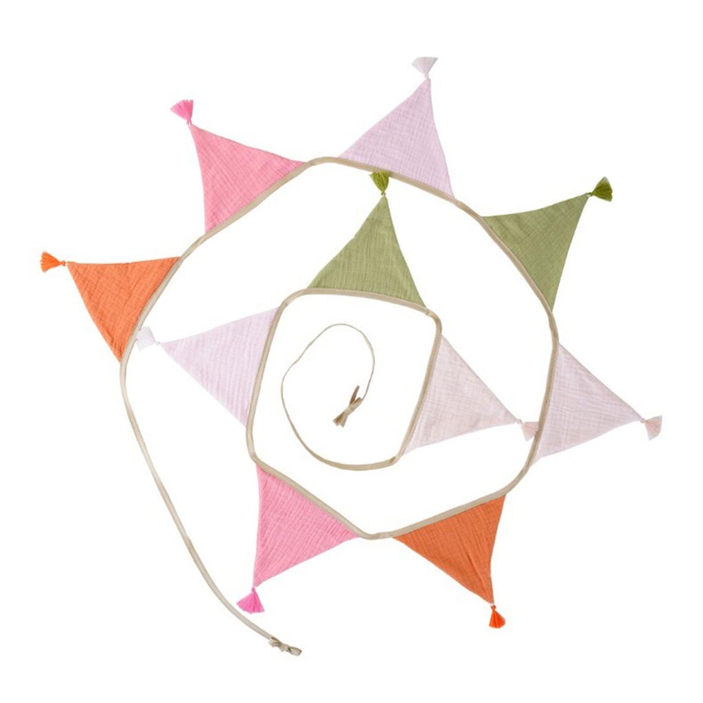 Fade Resistant Cotton Crepe Fabric Bunting Triangle Pennant Children's Room Wall Hanging Party Accessories