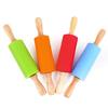 Wooden Handle Silicone Rollers Rolling Pin Kid Kitchen Cooking Baking Tool 