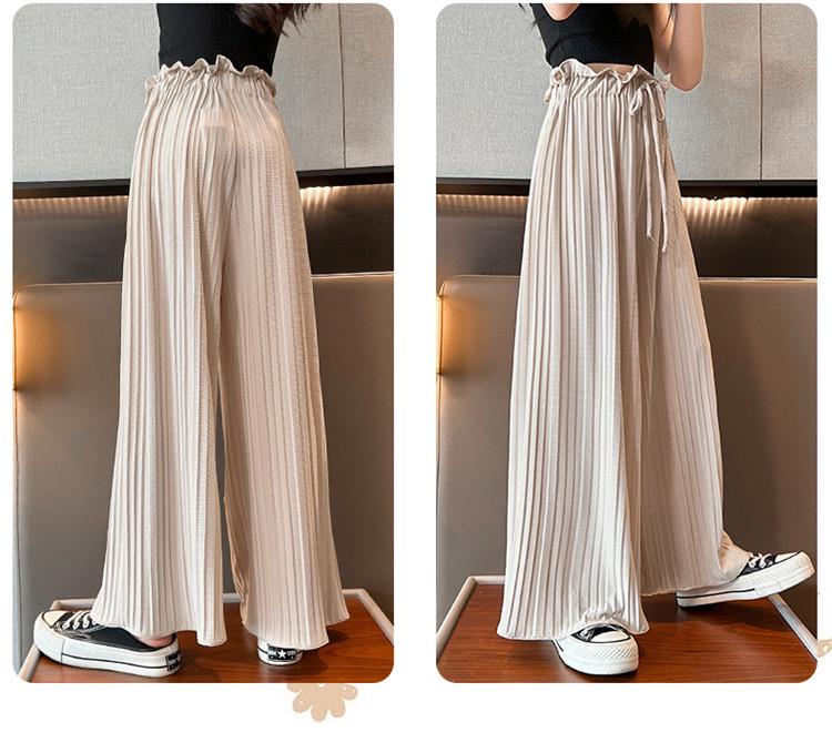 Girls' Ice Silk Wide-Leg Korean-Style Summer Pants - Breathable, Casual Long Pants for Kids 2025