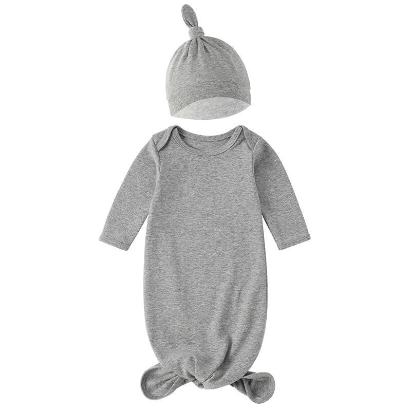 Vastsündinu magamiskott mütsiga, 100% puuvillane mähkimispidžaama poistele, tüdrukutele, ühevärviline trükitud imikute mähkimisrätik 0-12M