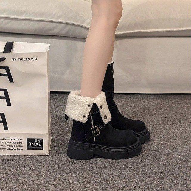 Plateau-Martin-Stiefel, neue Winter-Stiefel im britischen Stil, Samt, warm, Retro-Kurzstiefel