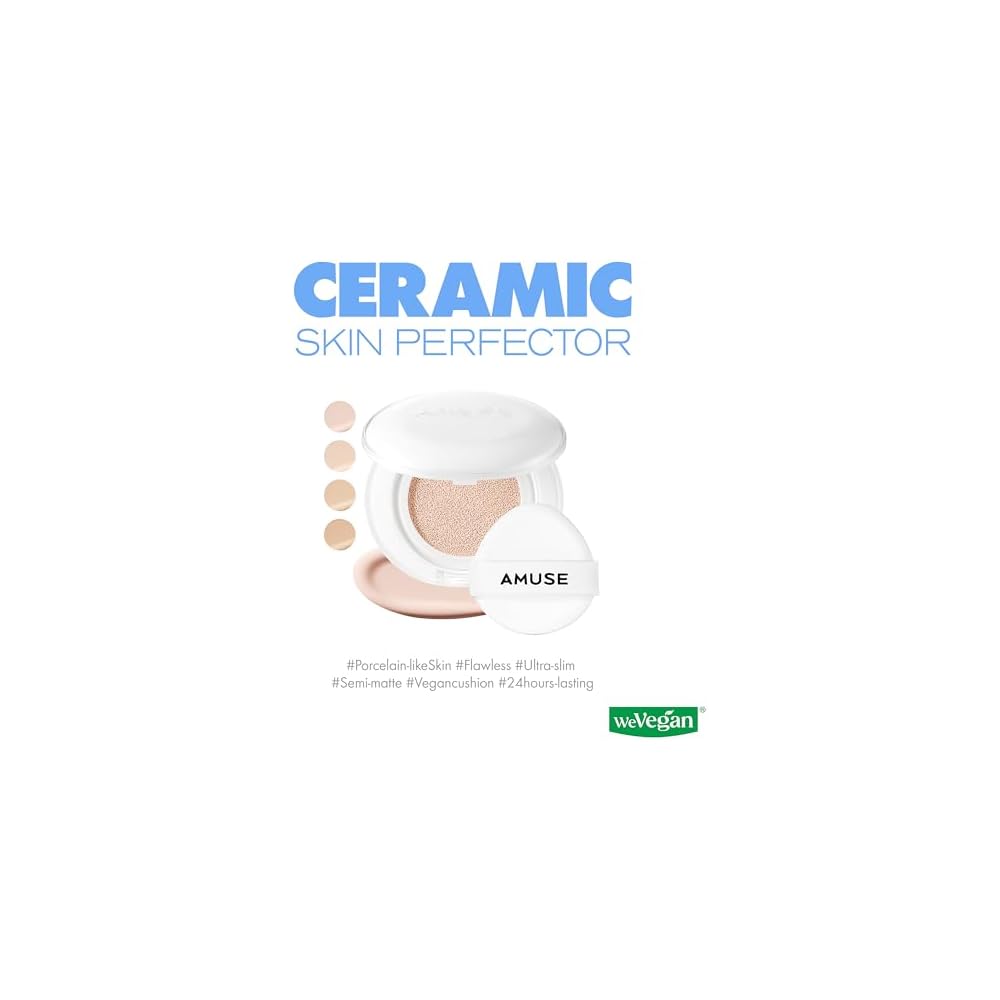 Amuse Ceramic Skin Perfecter Cushion 02 Healthy 15g Semi-Matte Pore Cover Korean Cosmetics