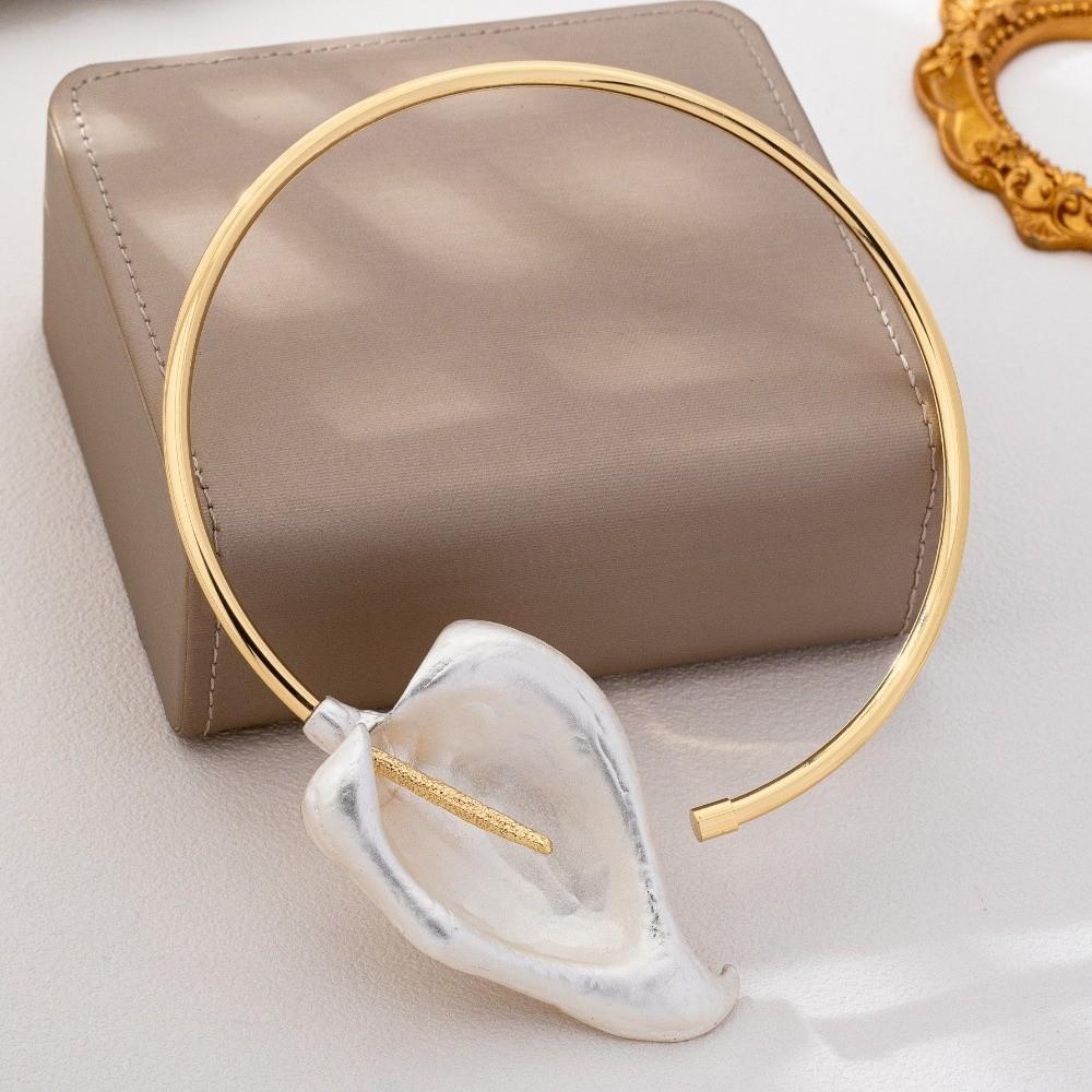 3D Цветочный Открытый Чокер Золотой Цвет Заявление Чокер Новая Цепочка на Ключицы Украшения