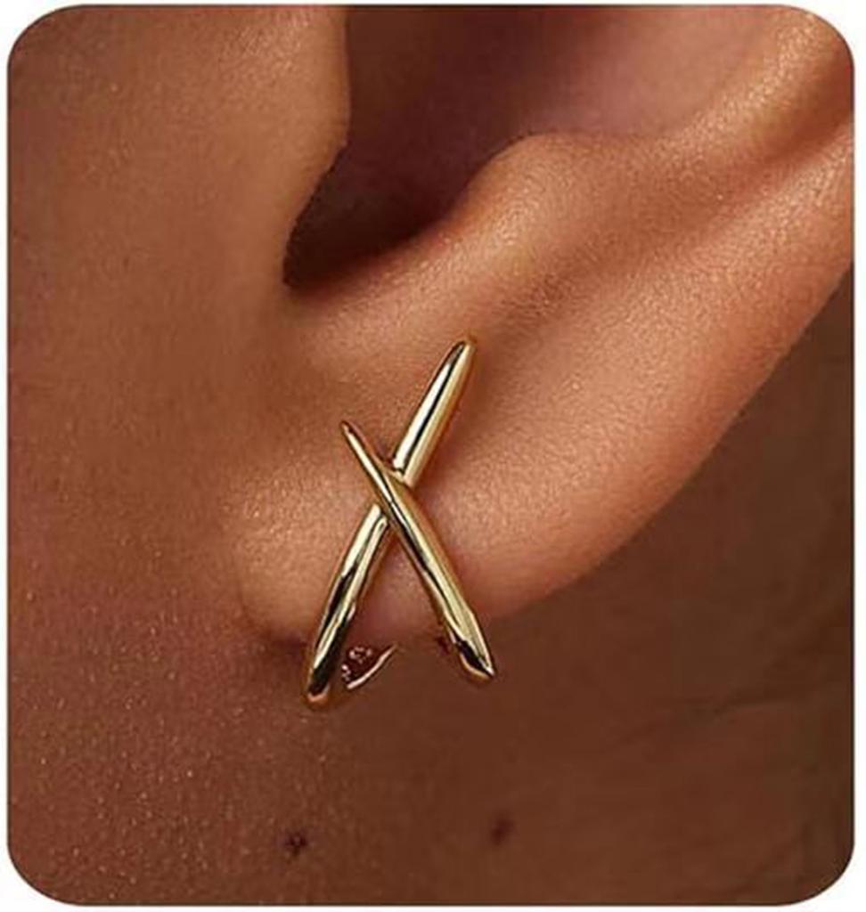 Elegant Crosses Design Studs Earrings Jewelry For Women With Gold or Silver Plated Finish And Hypoallergenic Comfort