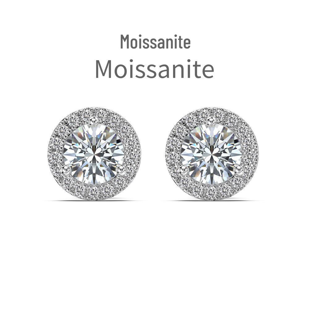Mo Sang S925 Sterling Silver Women s Stud Earrings, 0.5 Carat D Color, Exquisite Versatile Design 925 Silver