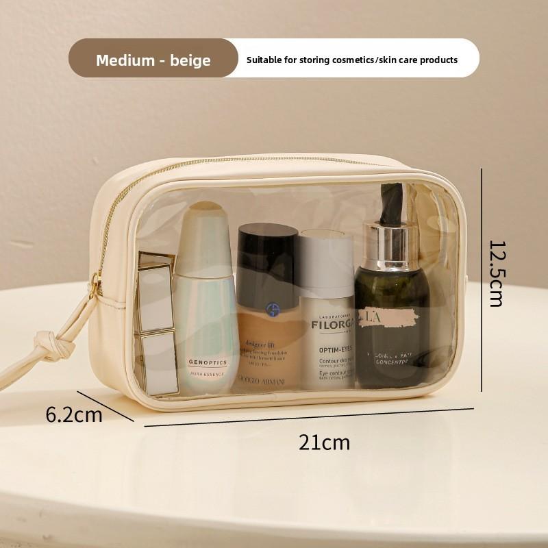 Portable Travel Toiletry Bag With Transparent Pvc Material And Large Capacity For Cosmetic Storage