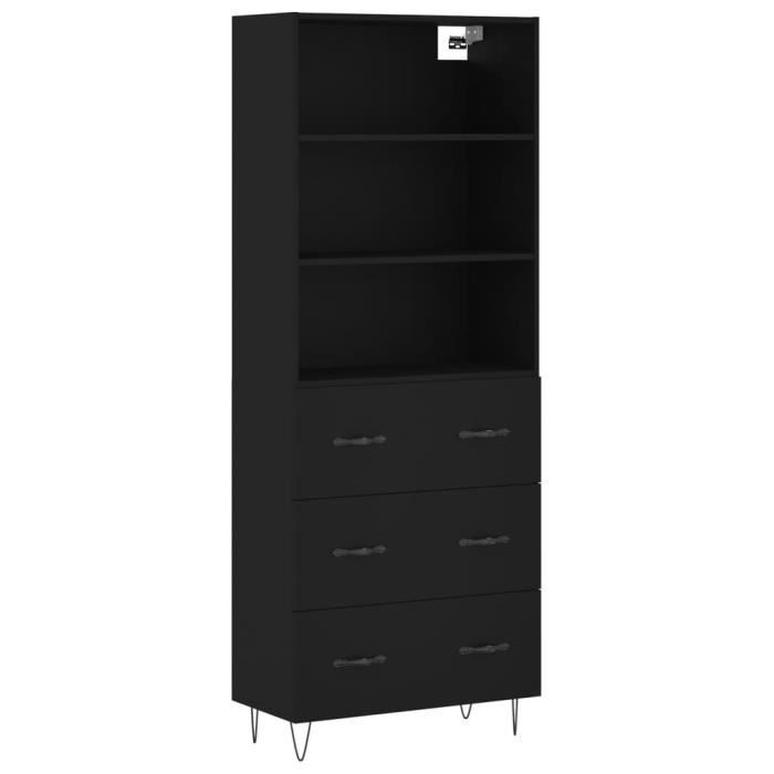 VidaXL Buffet haut Noir 69,5x34x180 cm Bois d'ingénierie 3189374