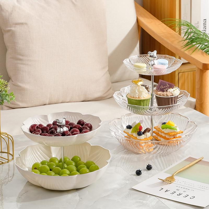 Exquisite Bear Fruit Plate: Multi-Layer Dessert & Candy Display for Luxurious Living Rooms.