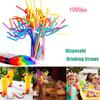 Flexible  Party Disposable Plastic Drinking Straws  Assorted Colors 1000PC