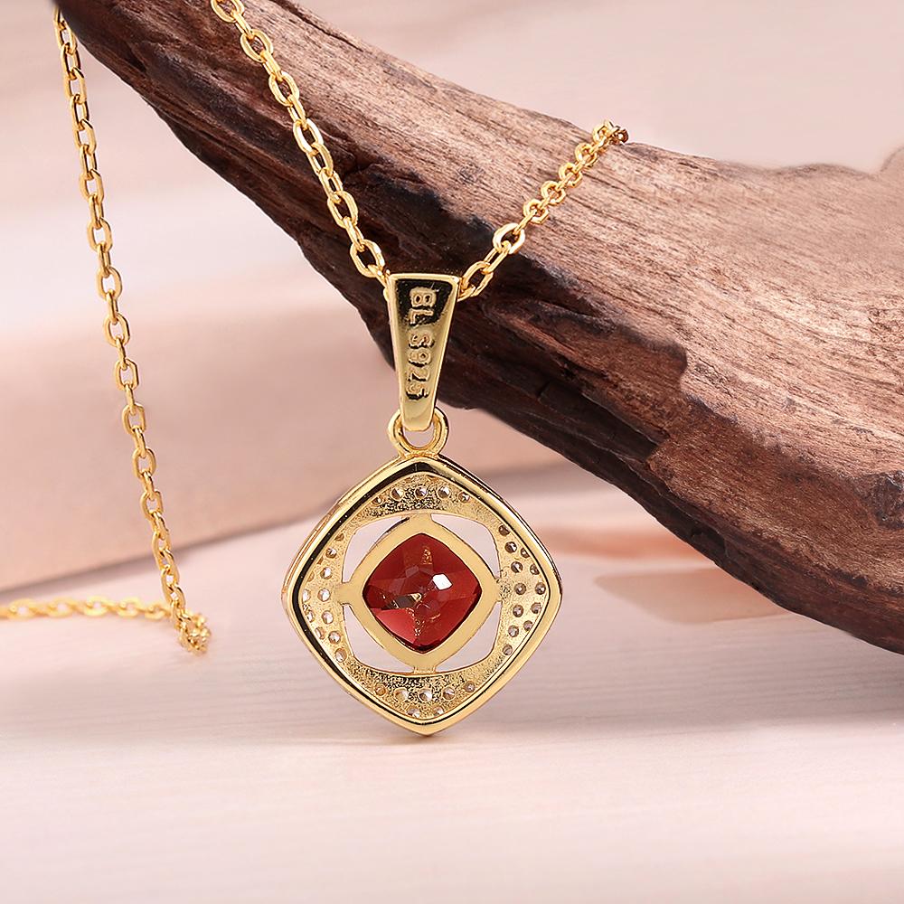 Light Luxury Natural Garnet Gemstone Jewelry Set S925 Silver Pendant Necklace Earring Fine Jewelry Women's Anniversary Gifts