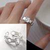PANJBJ 925 Sterling Silver Golden Flower Rings For Women Drip Glaze Plant Irregular Adjustable Sweet Jewelry Gift Dropshipping