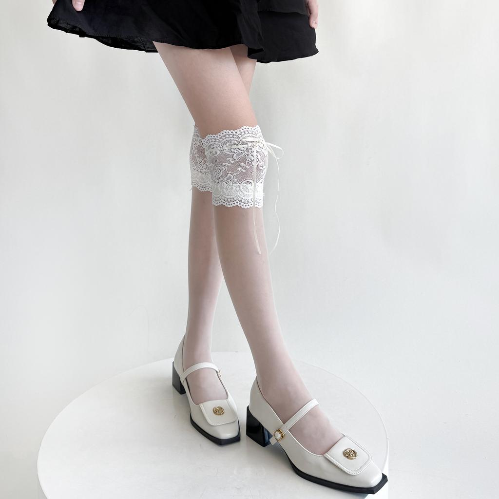 Heart Print Stockings Women Red Bow Knee High Socks Thigh High Stockings Sexy Lingerie Thigh High Socks Stocking Christmas Gifts