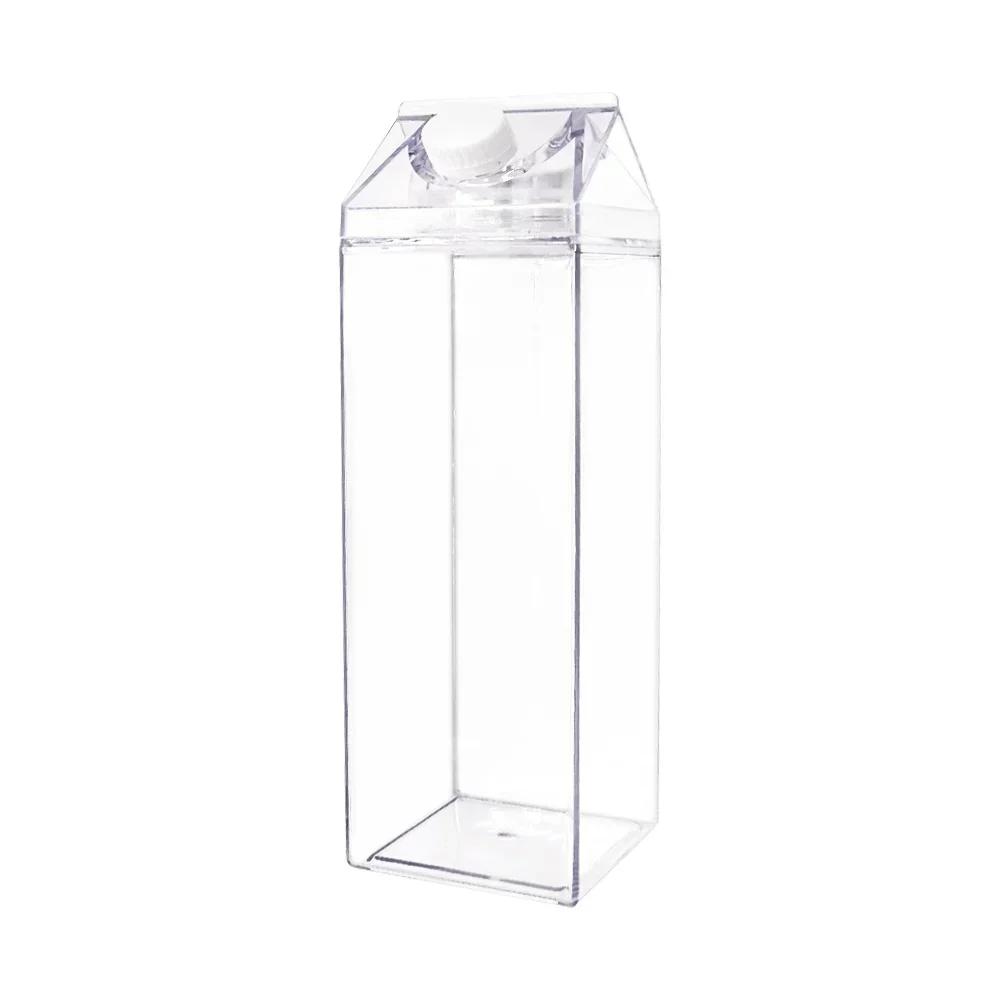 Bouteille d'eau en plastique transparent carton de lait Nouveau Réutilisable Jus Transparent Sport Anti-fuite Tasse 2024 Boîte Boire