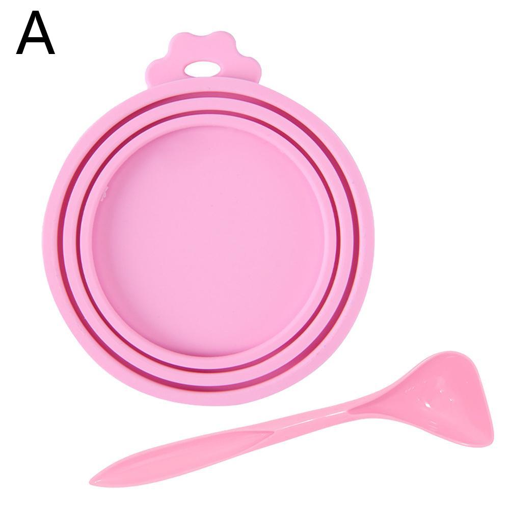 Ein Set Wiederverwendbarer Tierfutterdosenabdeckung und Löffel Tragbar Hunde Katze Aufbewahrungsblechdeckel Deckel Dichtungsabdeckung Gesundheit Haustierbedarf Haustierdeckel Dose