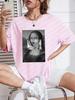 Mona Lisa Drinking Beverages Womens Tshirt Summer Breathable Casual T Shirt Loose Soft Tops Hip Hop Oversize Fashion Clothes
