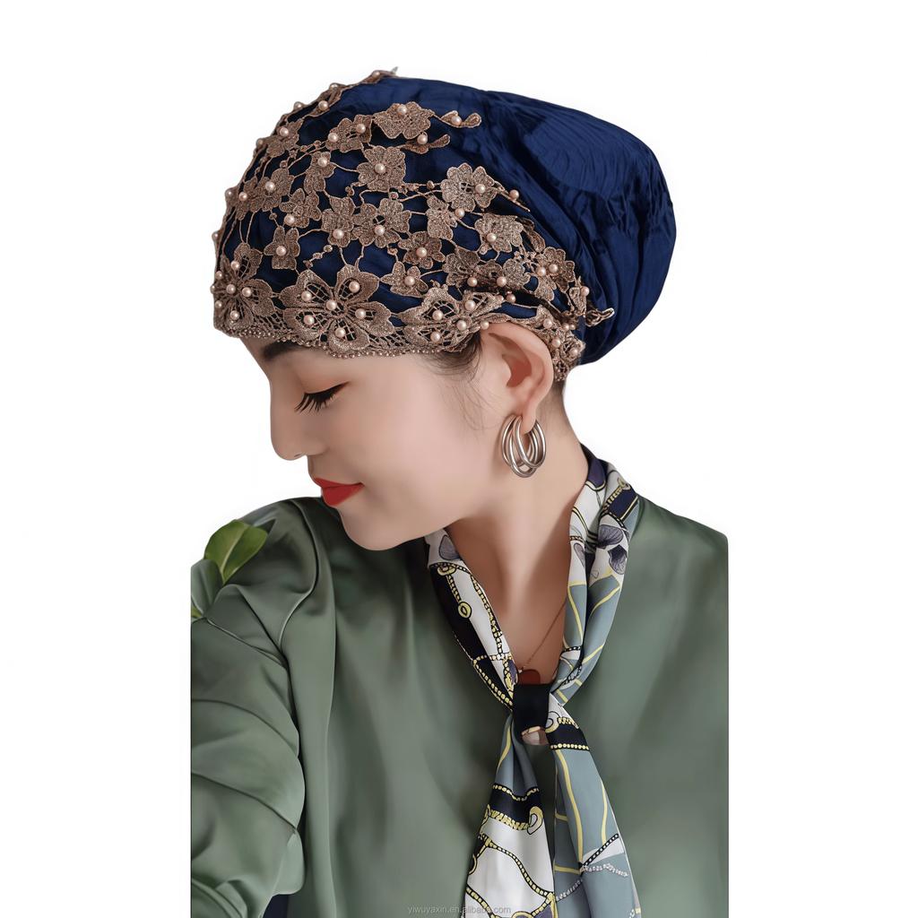 Muslim Women Lace Eco-Friendly Breathable Four Seasons Head Scarf Ladies Arab Islamic Hijab Turban Hat